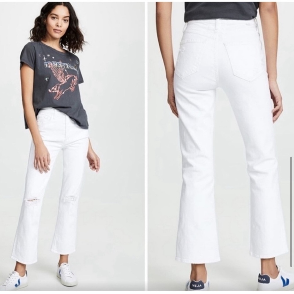 MOTHER Superior The Tripper in Almost Innocent White Distressed Jeans 25